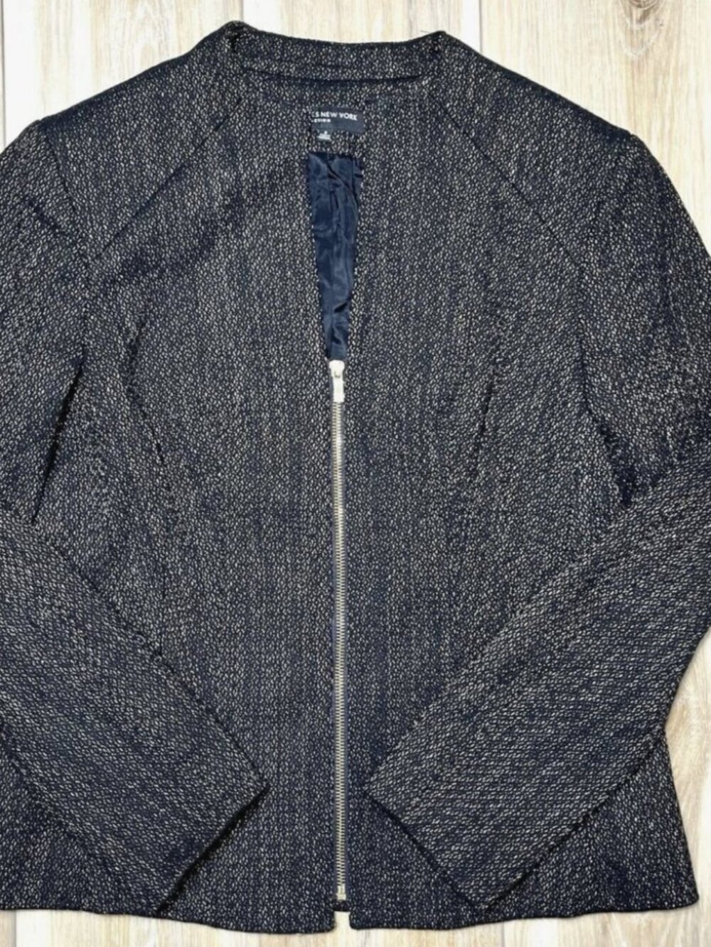 Jones New York Collection Zip Up Black Blazer Jacket - Women Size 8